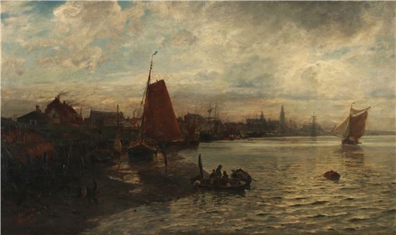 An der Schelde bei Antwerpen by Gustav Schönleber, 1878