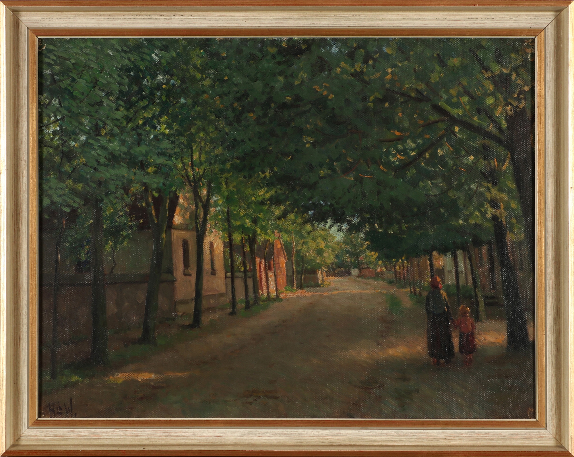 Artwork by Heinrich Ferdinand Werner, Sonnendurchflutete Allee, Made of Oil on canvas