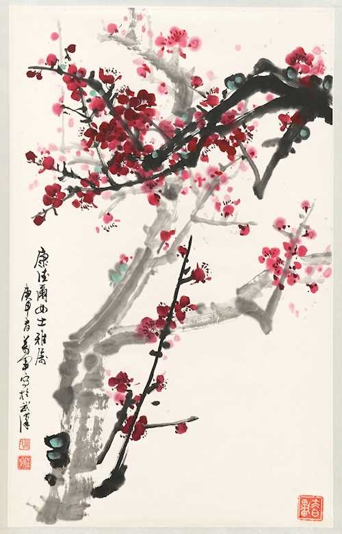 Artwork by Wan Jun, Plum blossoms, Made of Ink and colours on paper