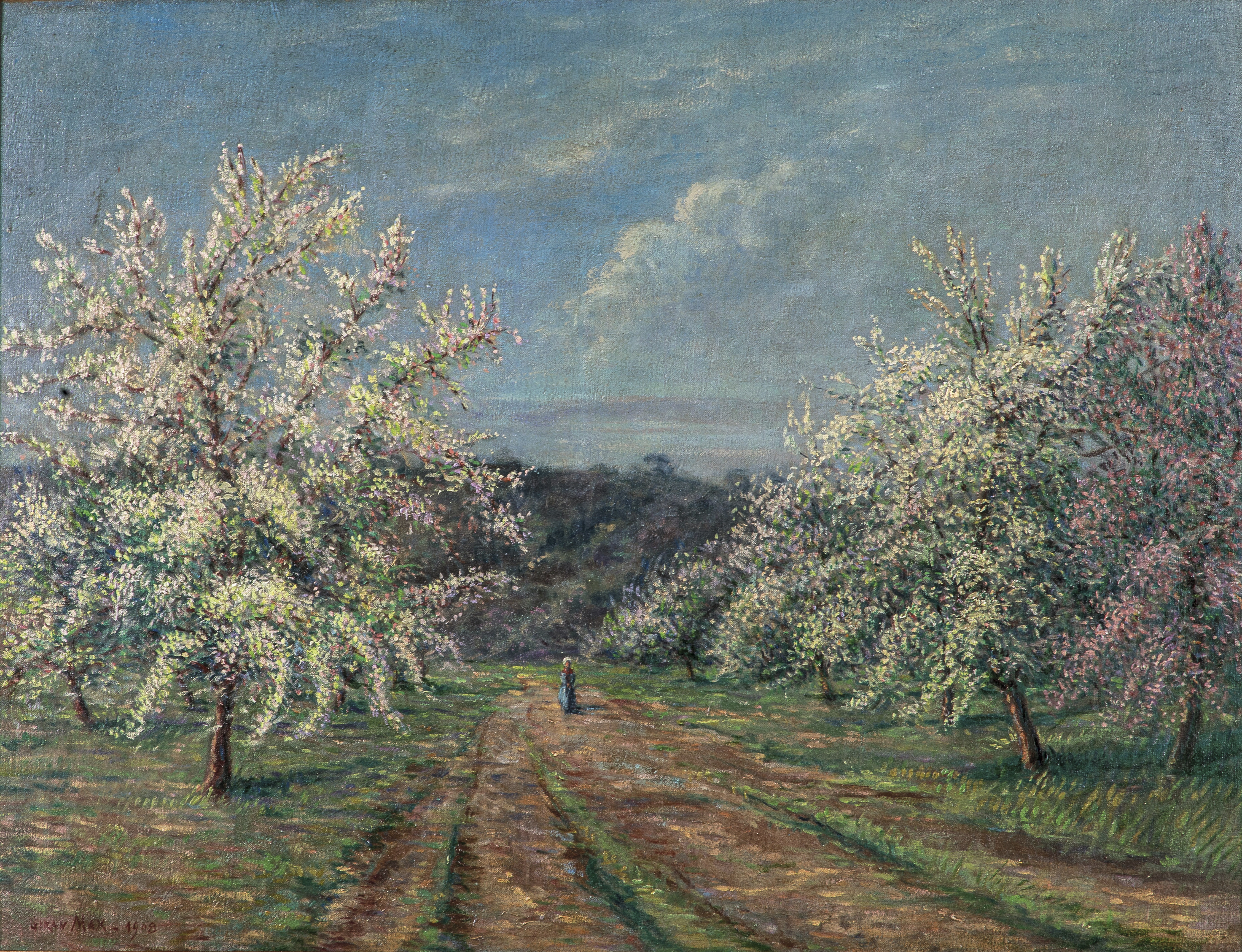 Artwork by Léon Giran-Max, POMMIERS EN FLEURS A NEUVILLE SUR OISE, Made of Oil on canvas