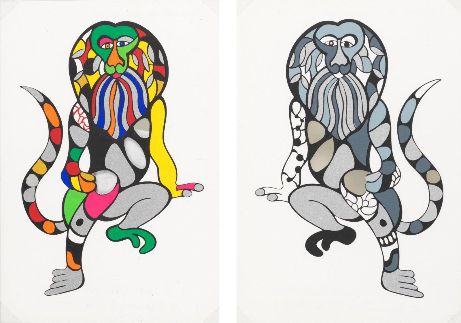 Niki de Saint Phalle, Three Works: Jungle I - Jungle II (Soleil rouge) -  Le Monstre (1993 - 1995)
