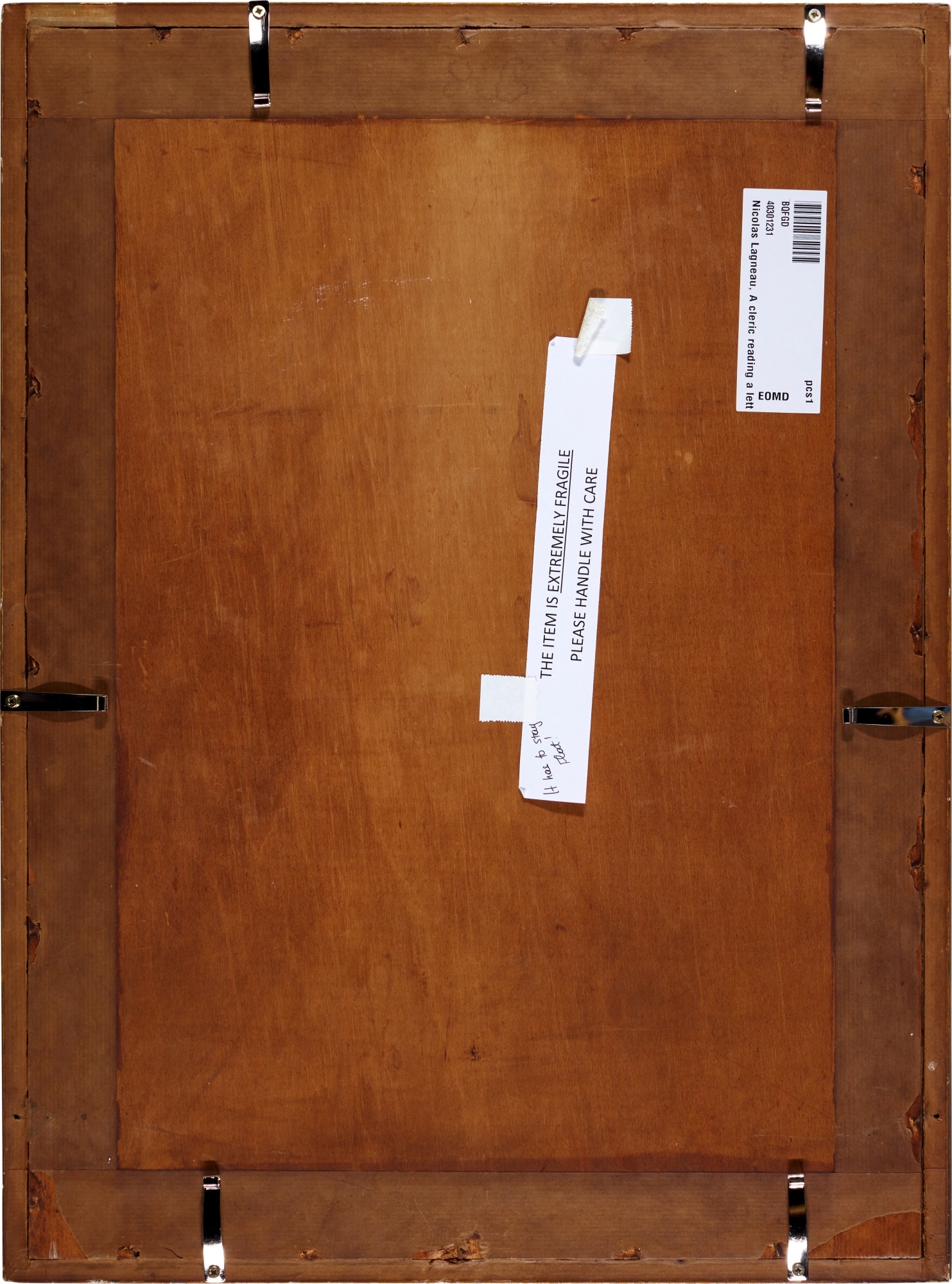 Artwork by Nicolas Lagneau, A cleric reading a letter, a quill behind his ear, Made of Black, red and yellow chalk