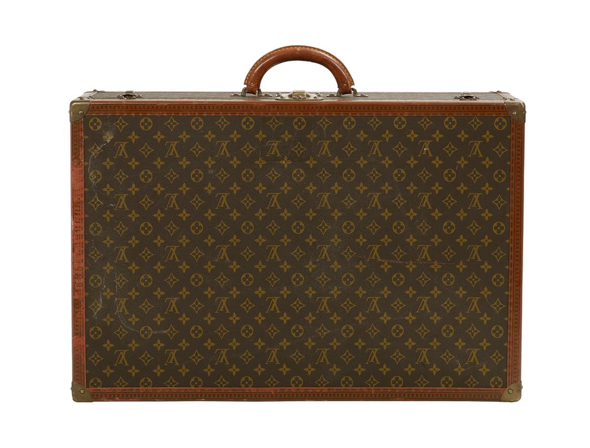 Lot - A Louis Vuitton leather and monogram canvas Alzer 80 hard sided  suitcase, 20th century