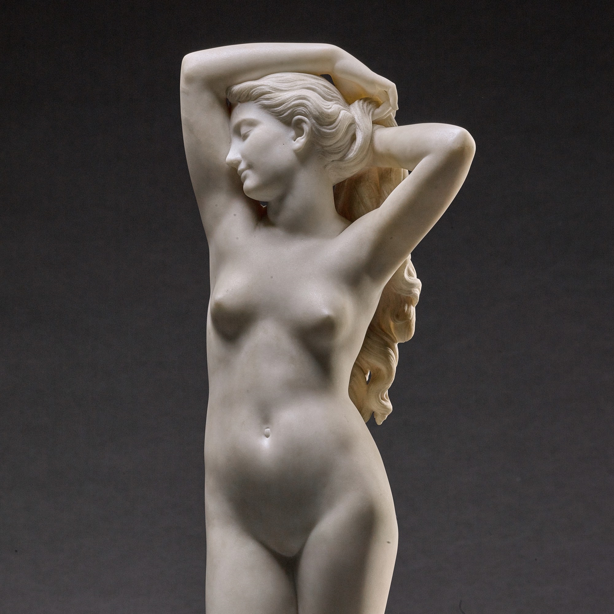 Artwork by Charles Alphonse A. Gumery, Female Nude, Made of white marble