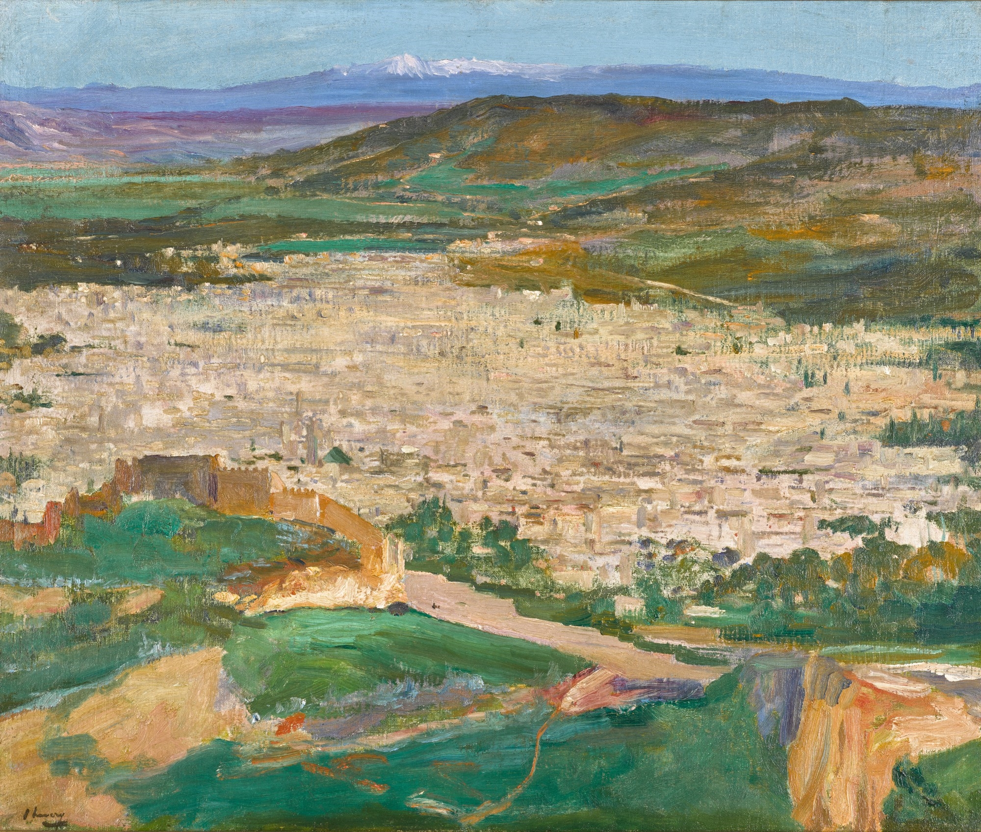 Artwork by John Lavery, A View of Fez, Made of oil on board