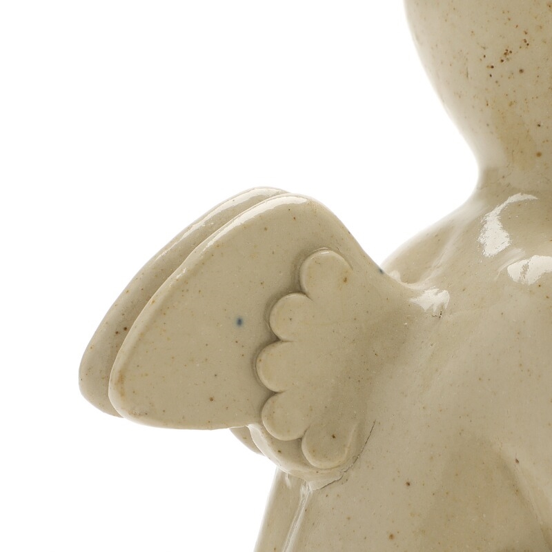 Artwork by Arno Malinowski, Stoneware figure group modelled in the shape of a cherub with dolphin and cornucopia, Made of Stoneware