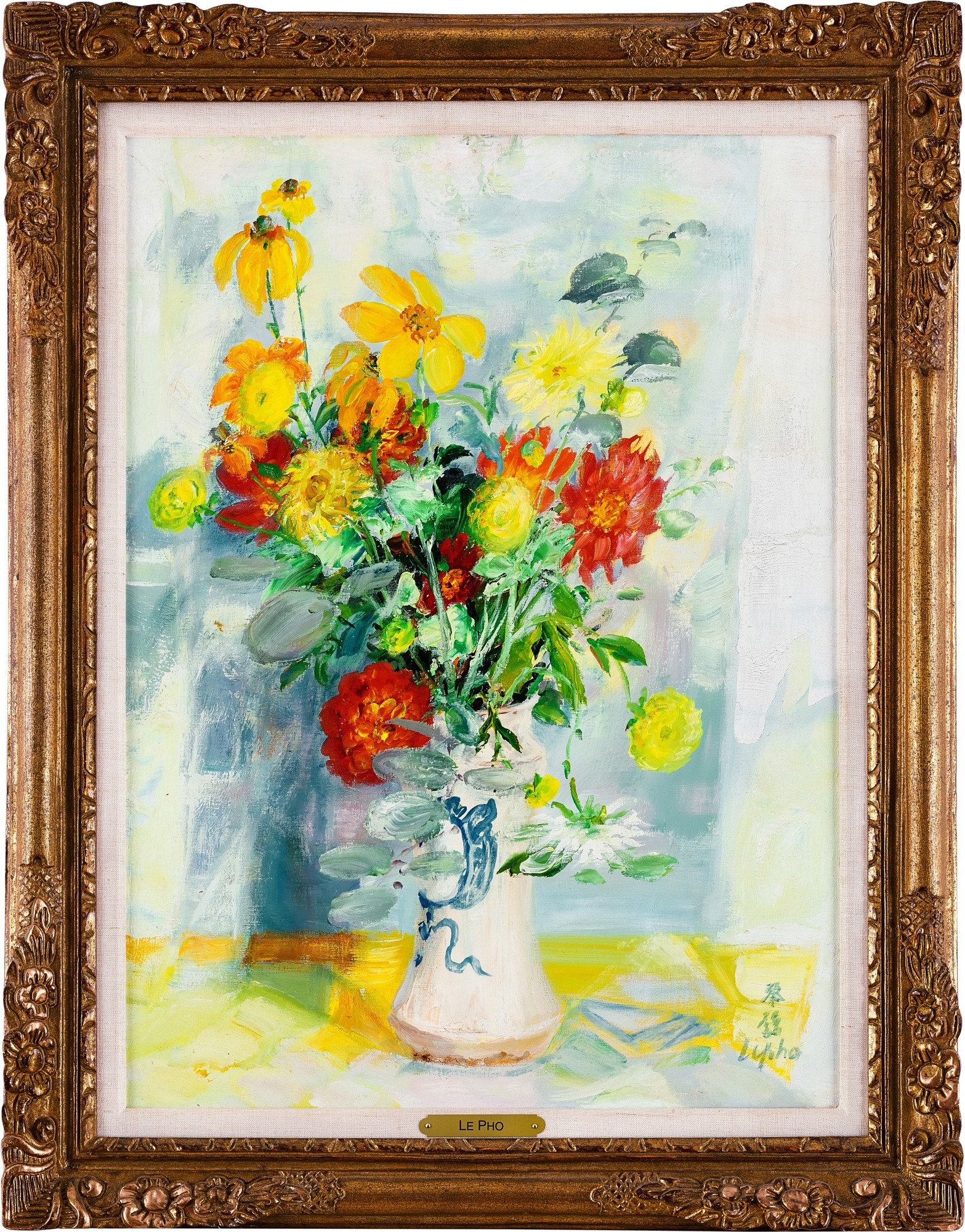 Artwork by Lê Ph?, (i) Le Fleurs (ii) An associated lithograph of Le Fleurs (Hors Commerce 1), Made of (i) Oil on canvas (ii) Lithograph print on paper