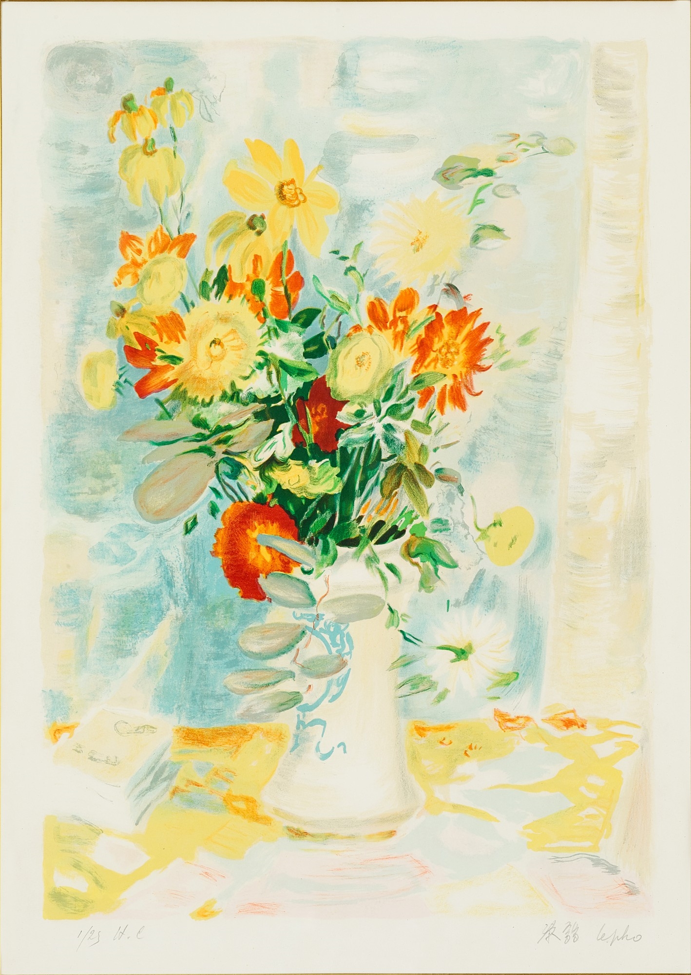 Artwork by Lê Ph?, (i) Le Fleurs (ii) An associated lithograph of Le Fleurs (Hors Commerce 1), Made of (i) Oil on canvas (ii) Lithograph print on paper