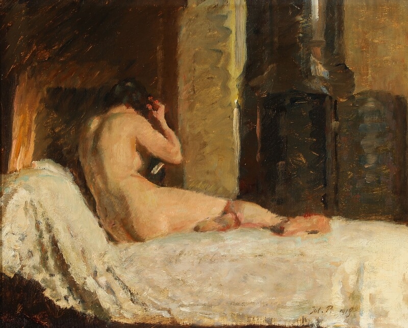 Julius Paulsen  Model study of a naked woman in full figure