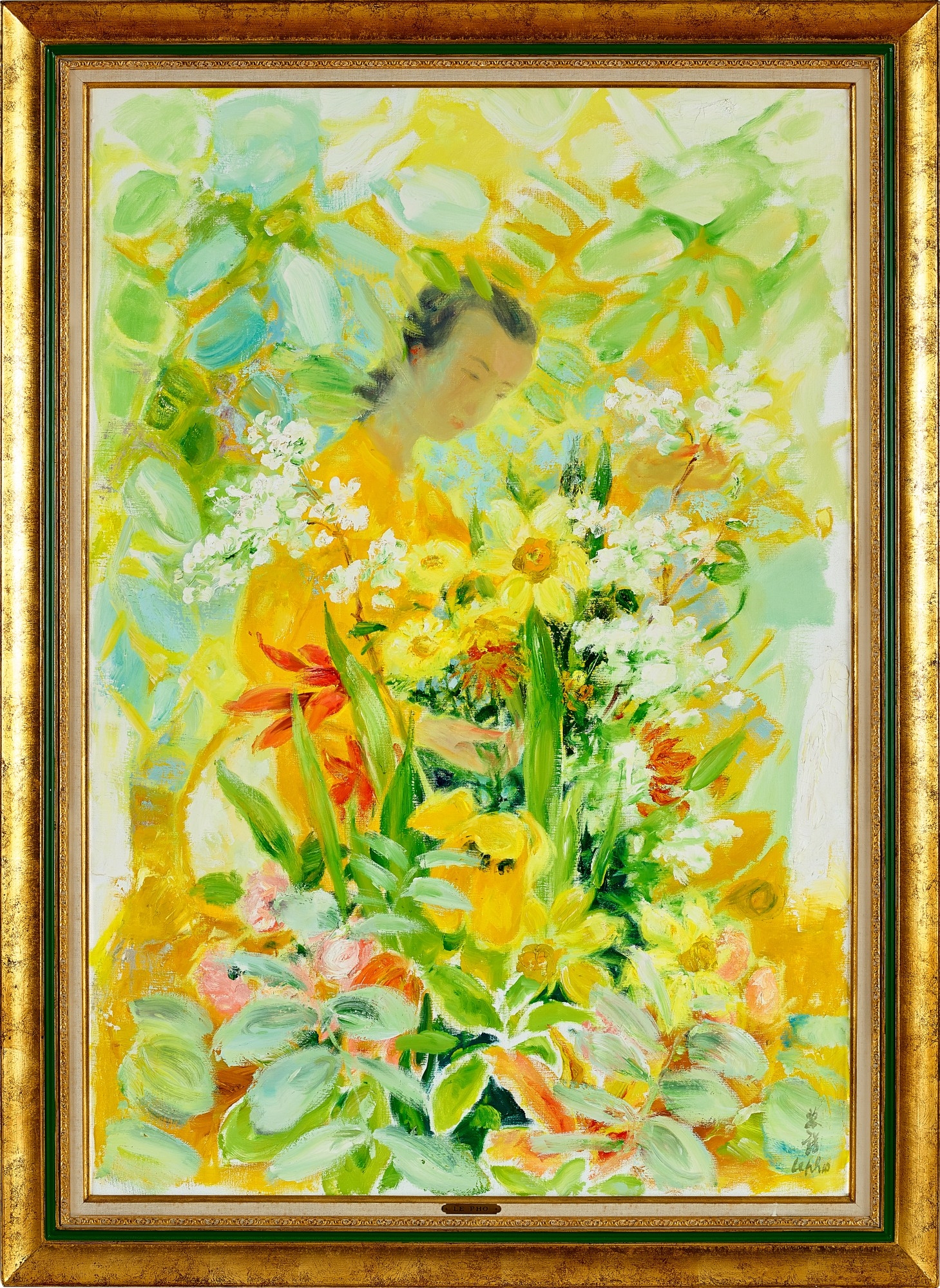 Artwork by Lê Ph?, Lady with Flowers, Made of Oil on canvas