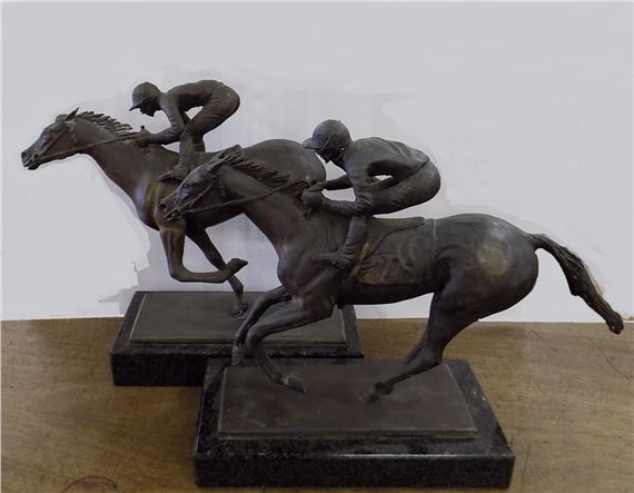 Two Works: Racehorse with Jockey up "In Full Flight" by Eric Symes