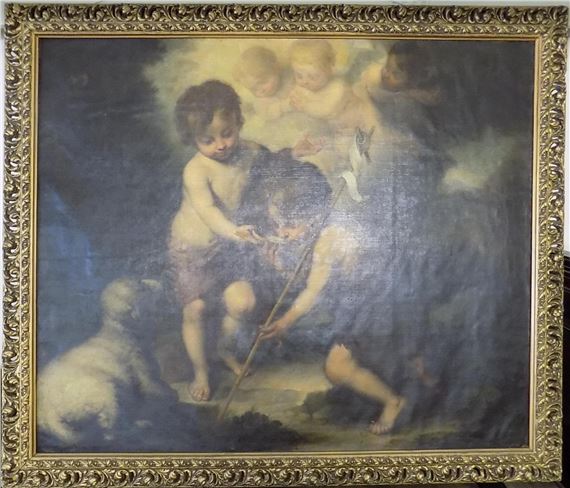 Christ child offering water in a shell to St. John the Baptist child by Bartolomé Estebán‏ Murillo