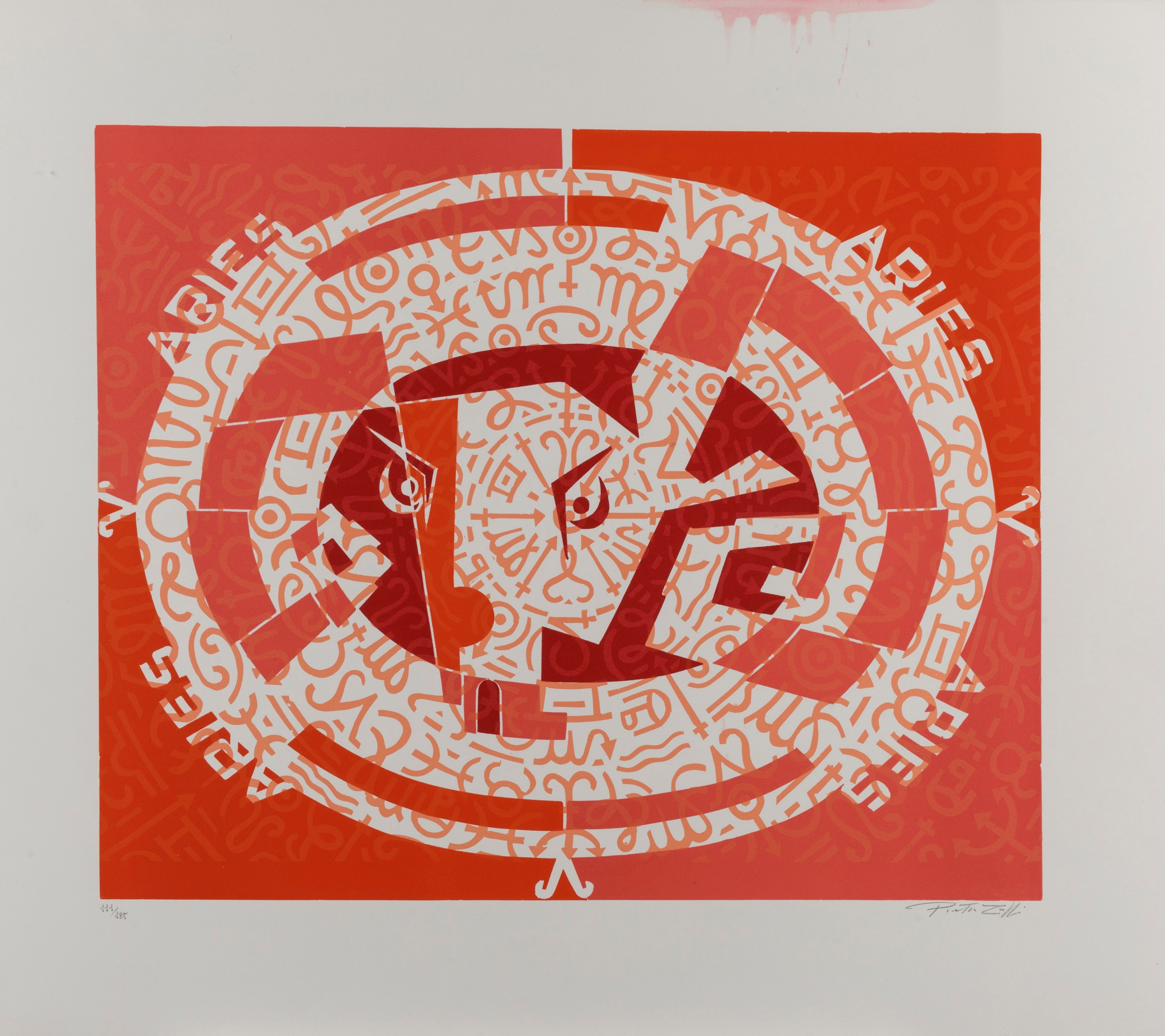 Artwork by Pietro Zuffi, Aries, Made of color linoleum on paper