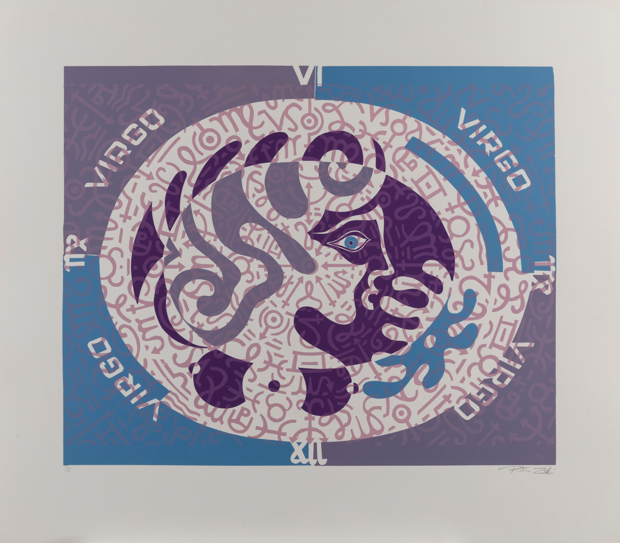 Artwork by Pietro Zuffi, Virgo, Made of color linoleum on paper