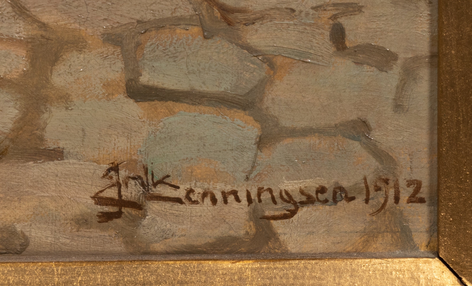 Erik Ludvig Henningsen | Villagers on Street with Drummer (1912