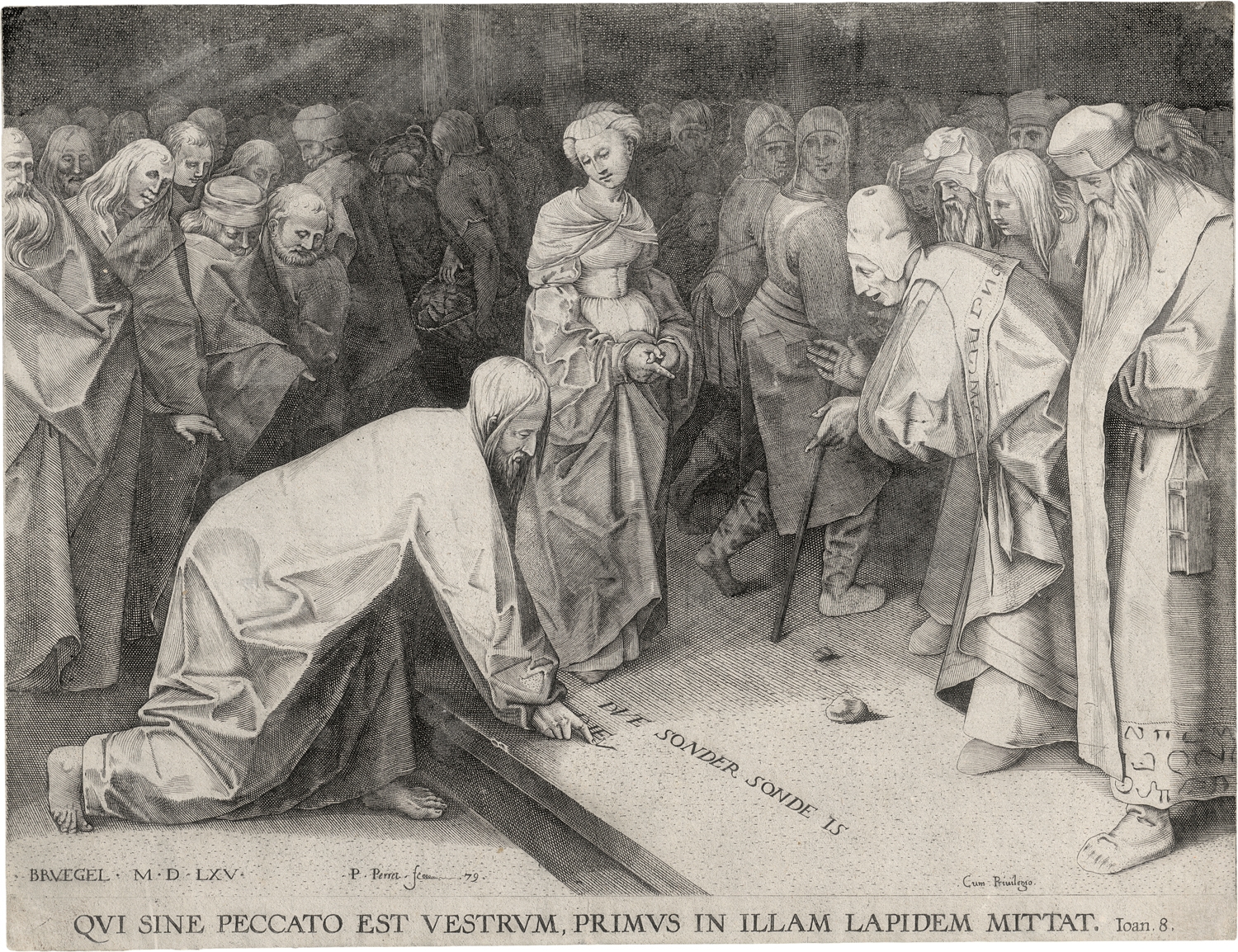 Artwork by Pieter Brueghel the Elder, Pierre Perret, Christus und die Ehebrecherin, Made of chalcography