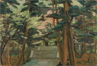 Cherry Blossoms in Pine Forest of Nanzen Temple - Seifu Tsuda