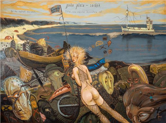 Dzika plaża - zachód by Andrzej Lipniewski, 1989