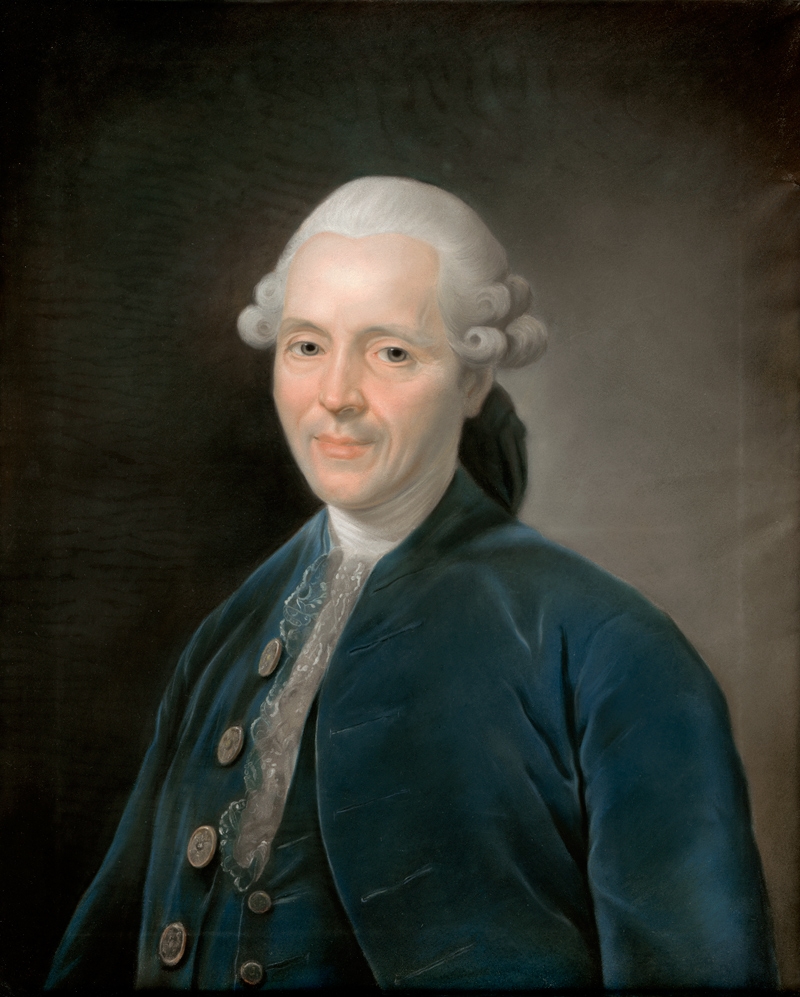 Artwork by German School, 18th Century, Bildnis eines Mannes im blauen Samtmantel mit Spitzenkragen, Made of Pastel on parchment, stretched on a stretcher