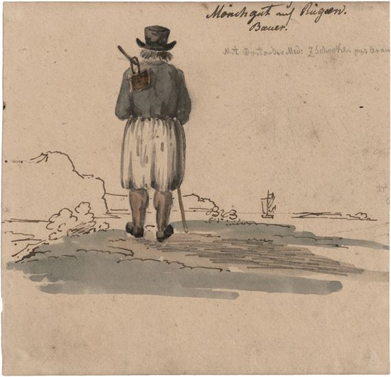 Bauer mit schwarzem Hut auf Rügen