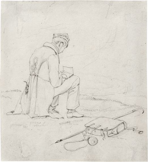 Ein zeichnender Künstler im Freien