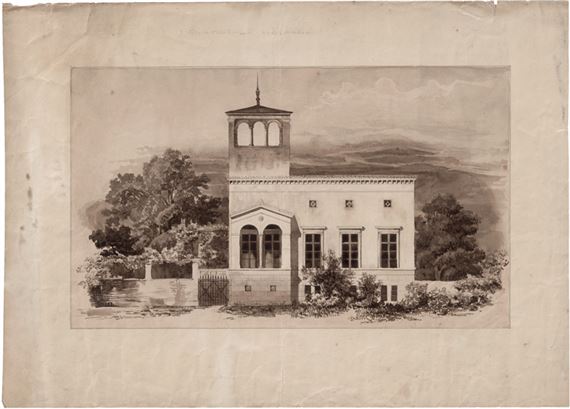 Ansicht einer Villa im Stil von Ludwig Persius by German School, 18th Century, 1820