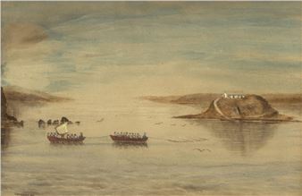 Convicts rowing on Sydney Harbour - Charles E. Astley