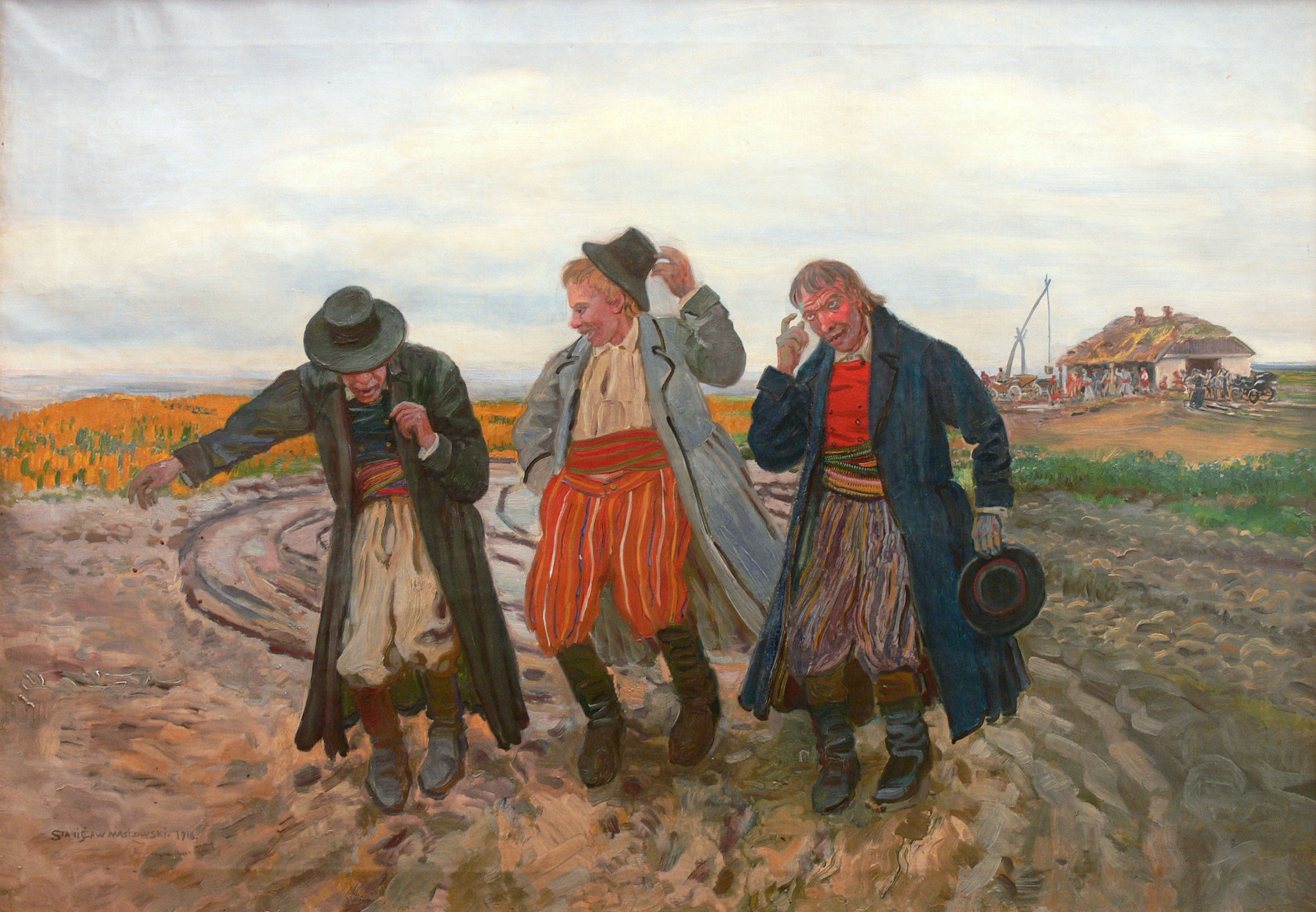 Artwork by Stanisław Masłowski, Powrót z karczmy, Made of oil, canvas