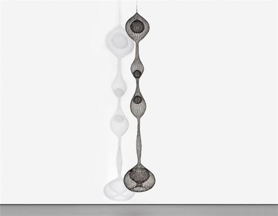 Untitled (S.045, Hanging Five-Lobed, Multilayered Continuous Form within a Form, with Spheres in the First, Second and Third Lobes) by Ruth Asawa, Executed circa early 1960s