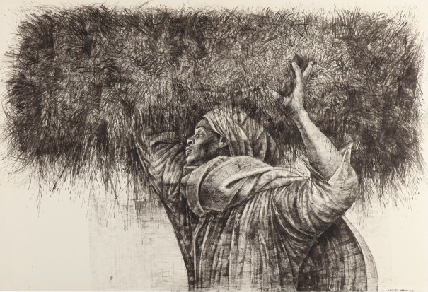 Artwork by Charles White, Roots, Made of ink on board