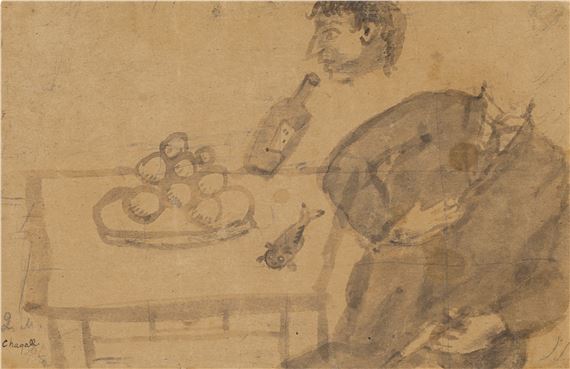 Etude pour Le Buveur ou Le Saoul by Marc Chagall, Executed in 1911-1912