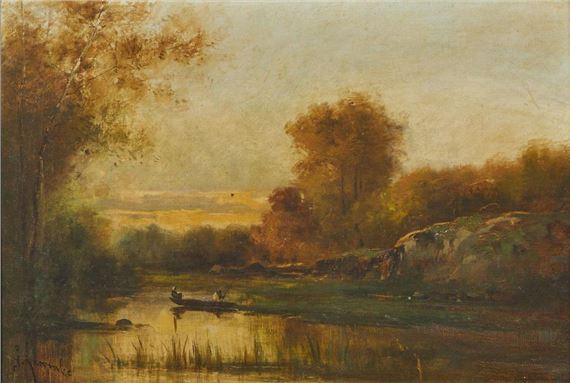 Barque sur l'étang by Georges Lacombe