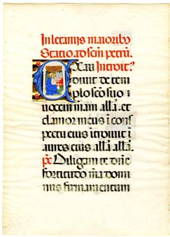 St Peter, historiated initial 'E' on a leaf from the Missal of antipope Benedict XIII, Avignon - International Gothic