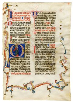 St Andrew, historiated initial 'Q' on a leaf from a Missal on vellum, Perugia - Perugian Workshop