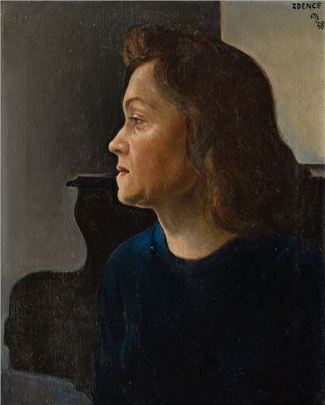 Portrait of Wife Zdenka by Otakar Mrkvička, 1948