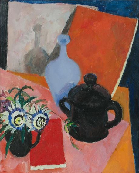 Still Life with Passion Flowers and Black Pot by Mildred Bendall