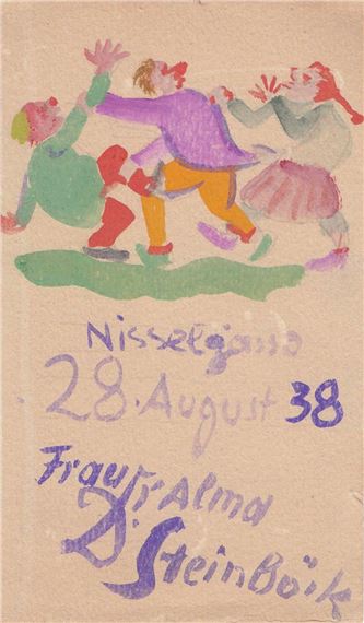 NARRENTREIBEN, KARTE ANLÄSSLICH DER ABENDGESELLSCHAFT IN DER NISSELGASSE/WIEN AM by Oskar Laske, 1938