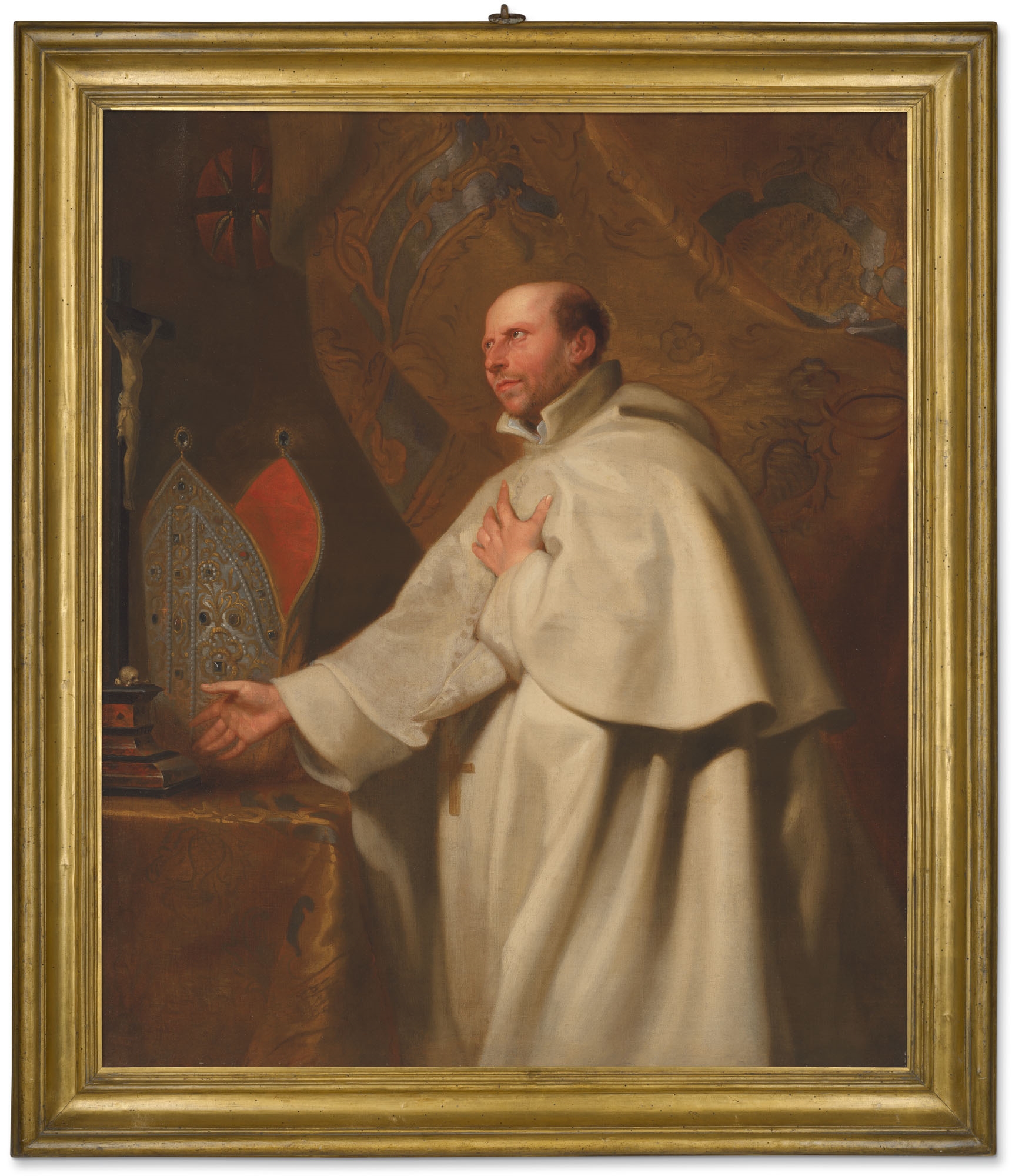 Artwork by Abraham van Diepenbeeck, Portrait of Johannes Chrysostomus vander Sterre (1591–1652), three-quarter-length, before an ornate curtain, Made of oil on canvas