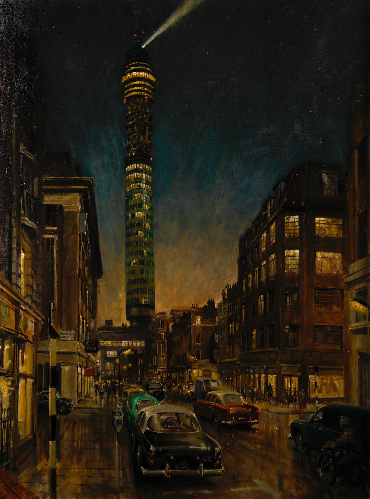 Terence Cuneo The Post Office Tower from Clipstone Street MutualArt