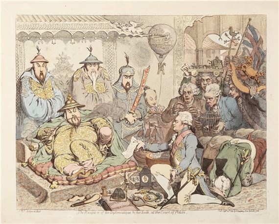 The Reception of the Diplomatique & His Suite, at the Court of Pekin (BM 8121) by James Gillray, 1792