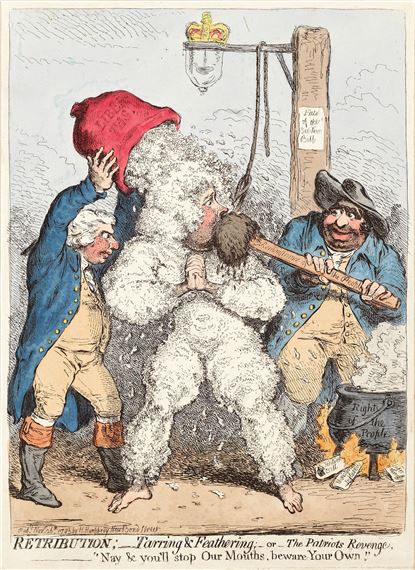 Retribution: Tarring and Feathering;-or-the Patriots Revenge (BM 8698) by James Gillray, 1795