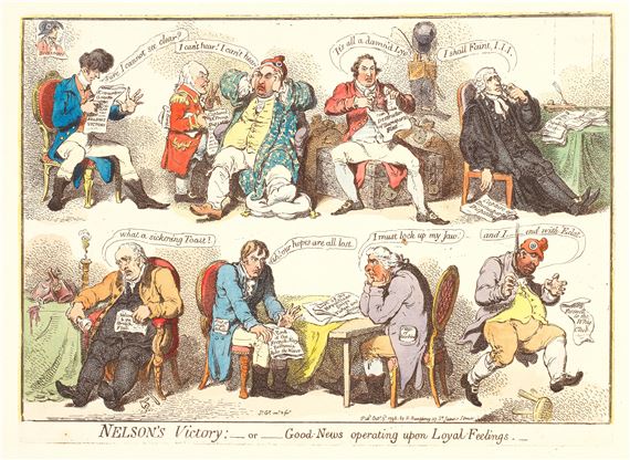 Nelson's Victory-or-Good-News operating upon Loyal-Feelings.- (BM 9248) by James Gillray, 1798