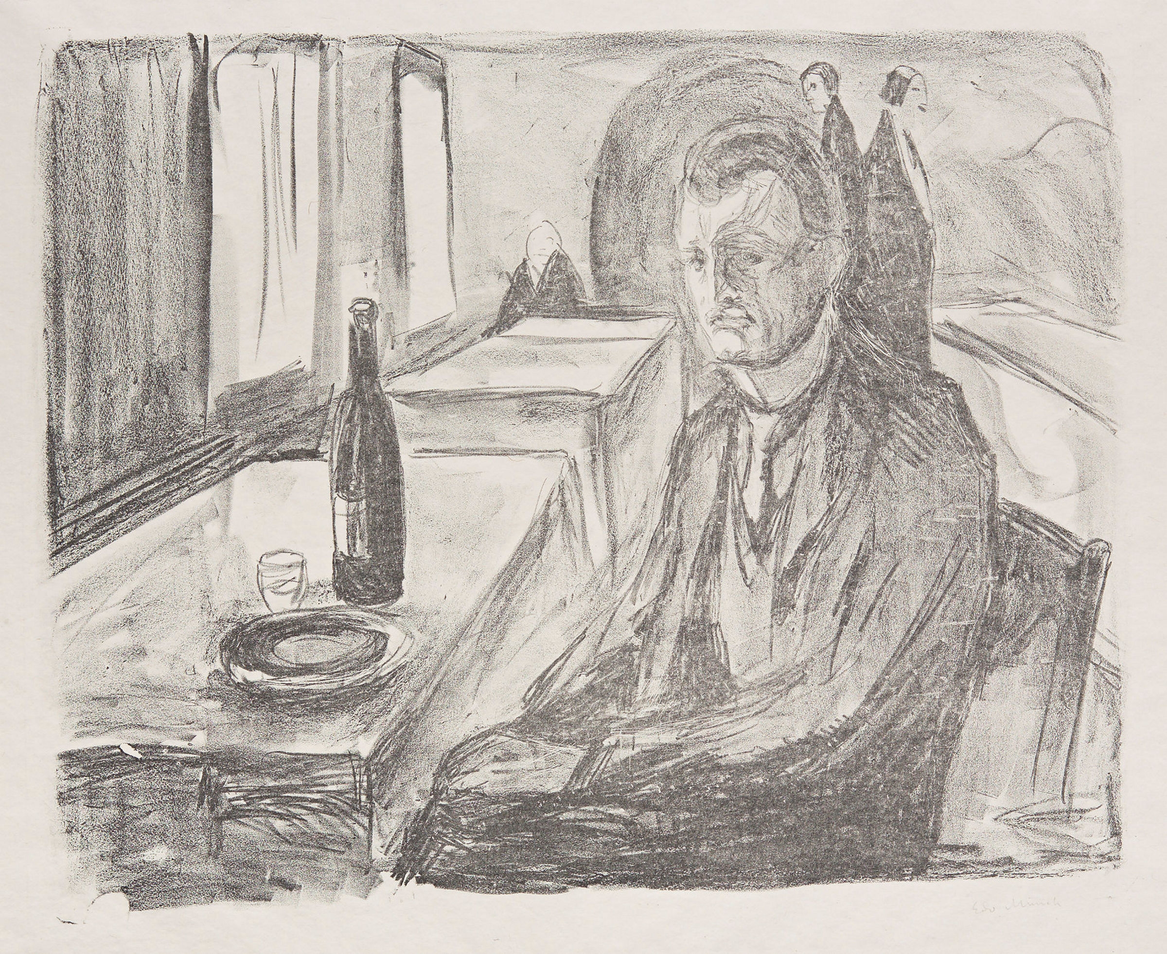 Edvard Munch Self Portrait With Wine Bottle