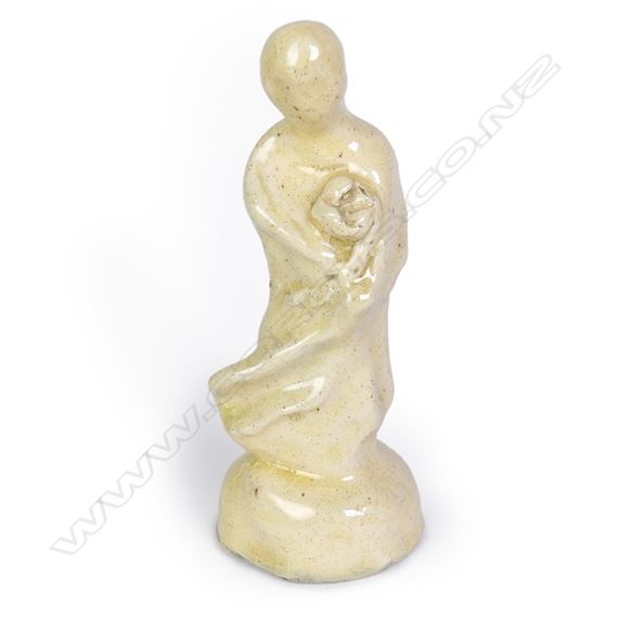 Figure of a stylised standing woman with bouquet