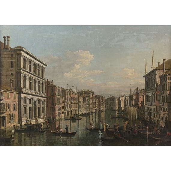 VUE DU GRAND CANAL A VENISE ENTRE LE PALAIS GRIMANI ET LA CA' FOSCARI by Canaletto, Venetian School, 19th Century, circa 1820