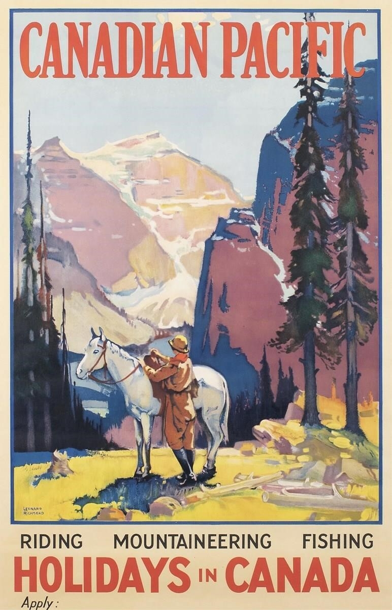 Artwork by Leonard Richmond, HOLIDAYS IN CANADA, Made of color lithograph on paper