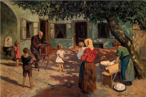 The organ-grinder by Géza Zorad, 1929