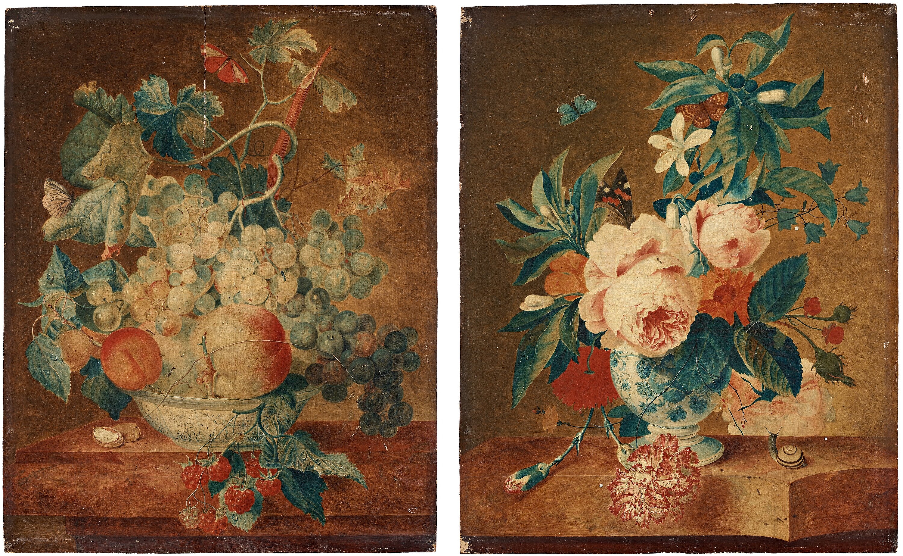 Artwork by Francina Margaretha van Huysum, Still life with flowers, Made of A pair  Panel