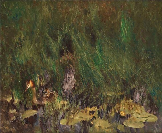 "Dopping" (Grebe) by Bruno Liljefors, dated 1919