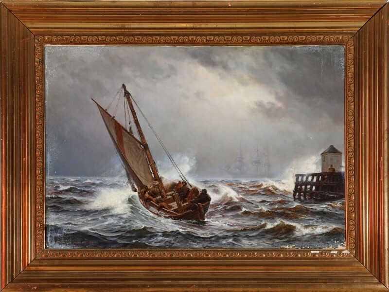 Christian Mølsted | Coastal view with a pilot boat being launched ...